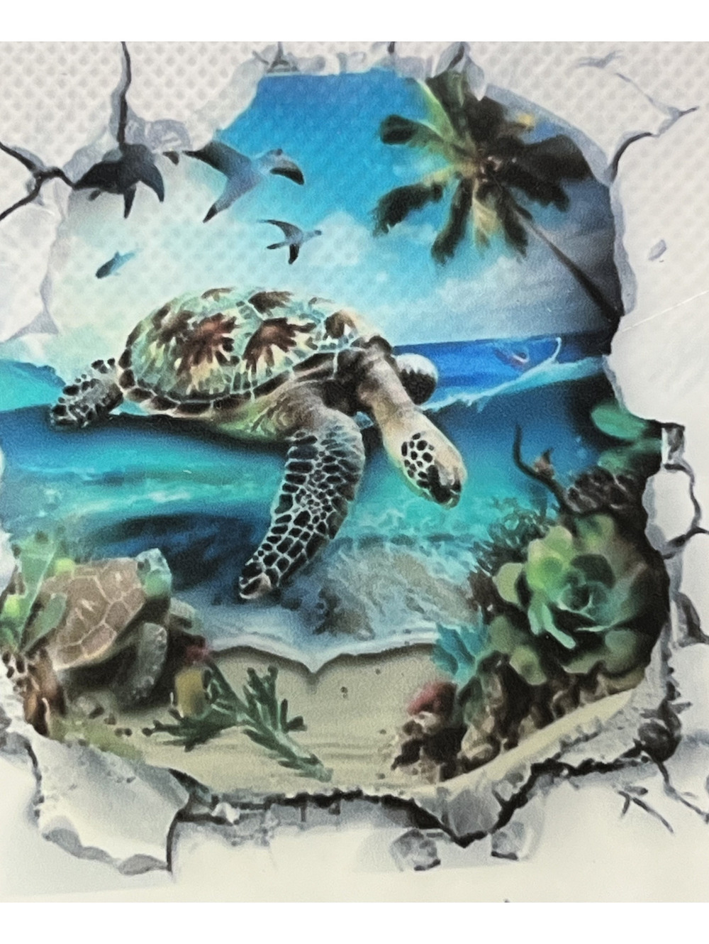 3D Sea Turtle Wall Decal 3x3 Inch Ocean Vibes - waterproof